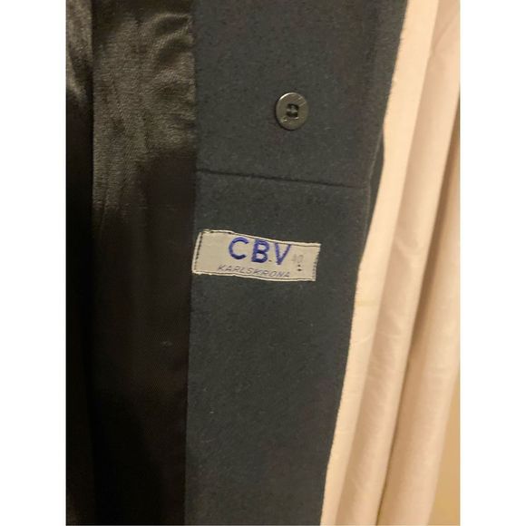 Vintage CBV Karlskrona Swedish Military Grey  Wool Hooded Coat Overcoat 40 - Picture 12 of 16